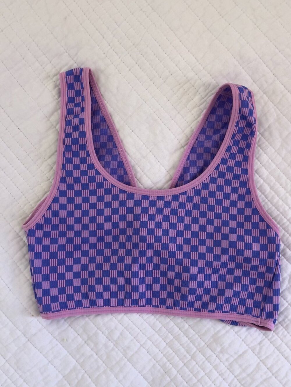 No Boundaries Purple Checked Reversible Bralette Size Medium